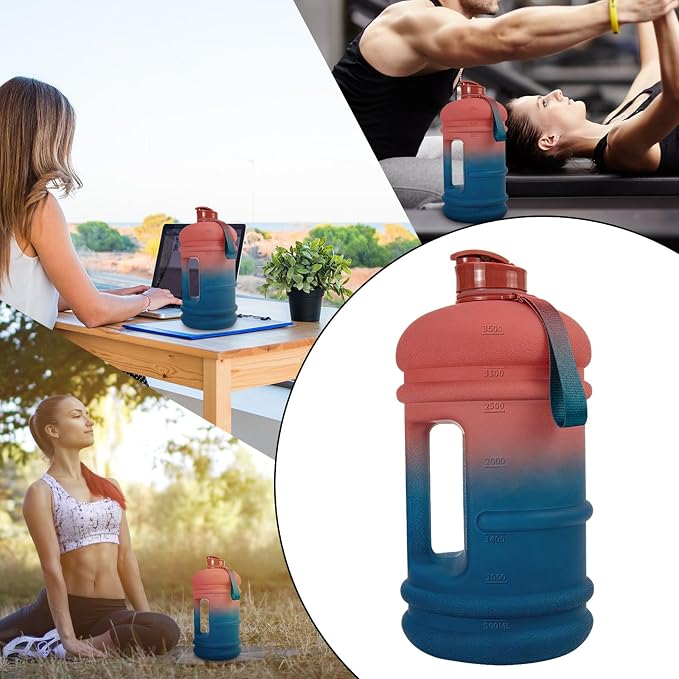 TOOFEEL1 Gallon Water Bottle,Leakproof,Bpa Free,Dishwasher Safe,128 oz Large Water Jug wiht Handle,Travel & Camping & Sports & Gym Water Bottle For Men and Women - Dawn