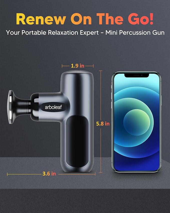 arboleaf Mini Massage Gun with Heat, Percussion for Pain Relief, Portable | heated percussion massager, pain relief, portable compact, travel case included, gift for men and women