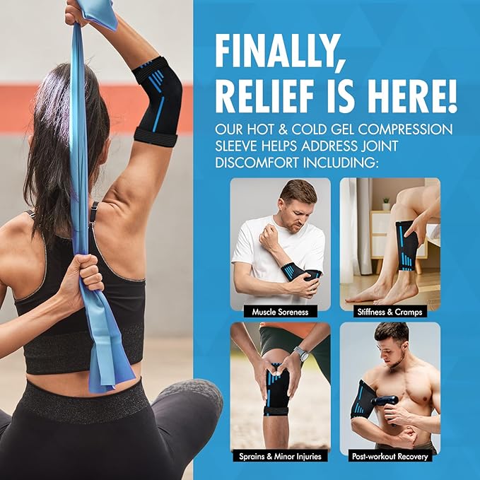 Freeze Sleeve - Hot & Cold Arm Ice Pack Wrap Compression - Tennis Elbow Cold Pack Compression for Support in Injuries - Ice Sleeve for Knee, Elbow (Small-Medium)