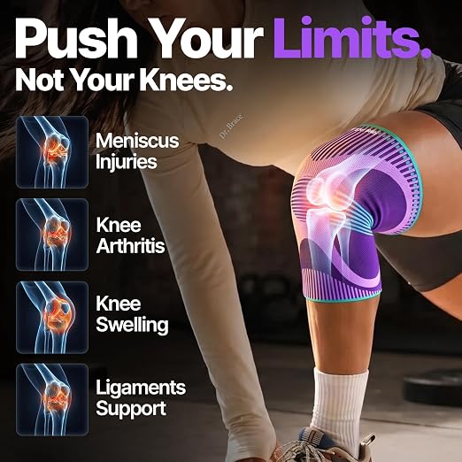 DR. BRACE Elite Compression Knee Brace for Women & Men, (2-Pack) Knee Support Compression Sleeve, Workout Sports Knee Braces for Meniscus Tear, ACL & Arthritis Pain Relief - Check Size Guide Video (Galaxsis, X-Large)