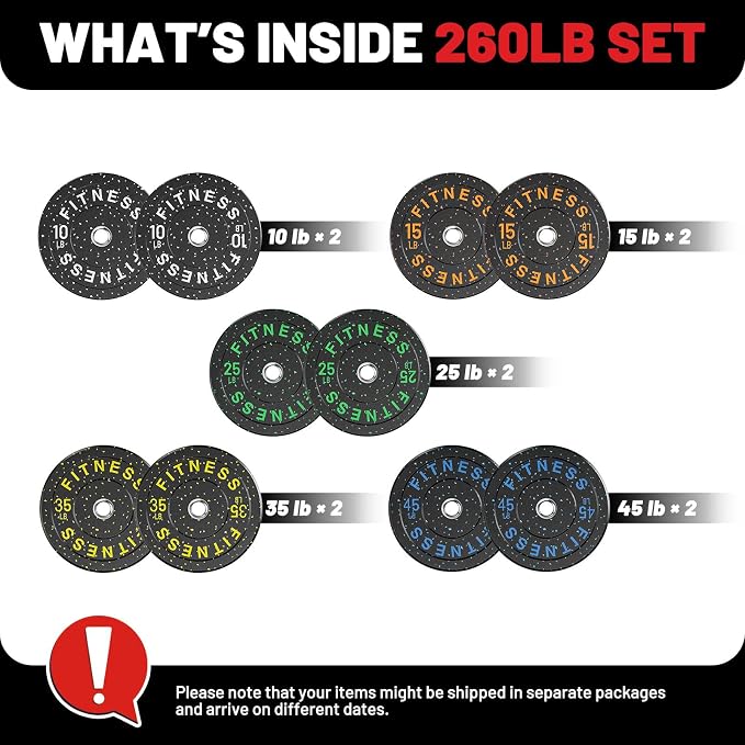 2" Bumper Plates Set Olympic Weight Plates for Barbell Strength Training | Papababe 2Inch Weights Plates Set, Floor Protective Plates, 20-600lbs Rubber Bumper Plates for Weightlifting, Bench Press