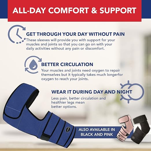 Dr. Arthritis Hip Brace, Adjustable Sciatic Nerve Brace & Stabilizer for Pulled Muscles & Injury Recovery, Hamstring Compression Sleeve Support, Sciatica Pain Relief Devices for Men & Women (L/XL, Navy)