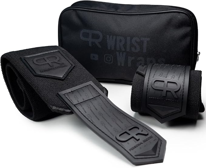 PR Personal Record Heavy Duty Premium Wrist Wraps, More Elasticity, Reinforced Stitching, Extra Wide Strap, Strong Thumb Loop, Larry Wheels Weightlifting Wraps