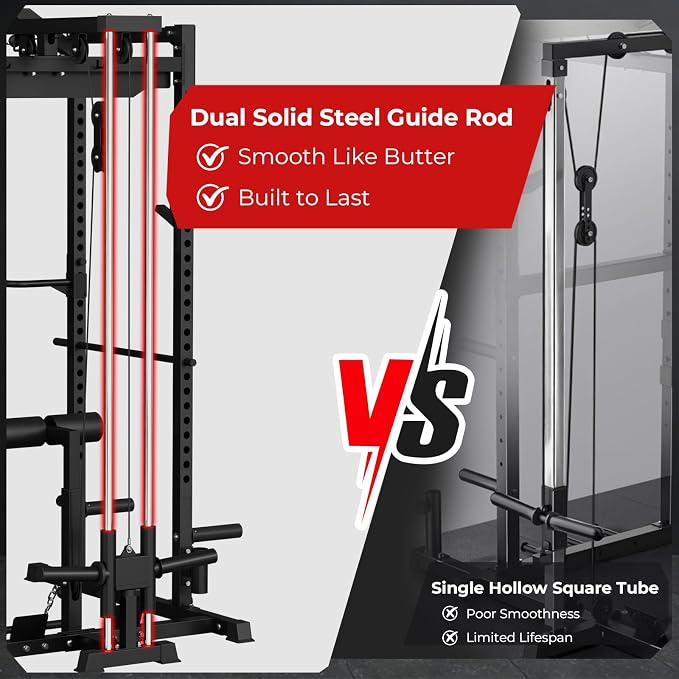 Mikolo F4 2.0 Power Cage with Dual-Track Smooth Pulley System, 1200LBS Power Rack with Leg Hold-Down for Heavy LAT Pulldowns
