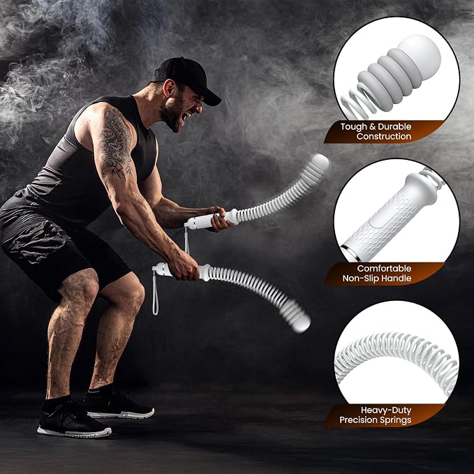 2 Pcs Weighted Cordless Battle Ropes, Portable Ropeless Exercise Rope with Non-Slip Handle, Low-Noise Adjustable Resistance for Home Gym, HIIT & Low-Impact Cardio Strength Training (Grey)