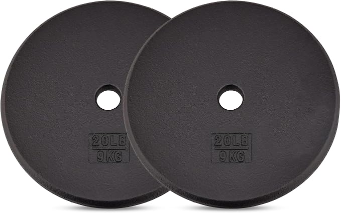 Yes4All Standard Weight Plates, 1-Inch Cast Iron Barbell Weights, Wide Range 5–50 LB, Ideal for Strength Training & Workout Routine, Available in Single, Pair & Set of 4