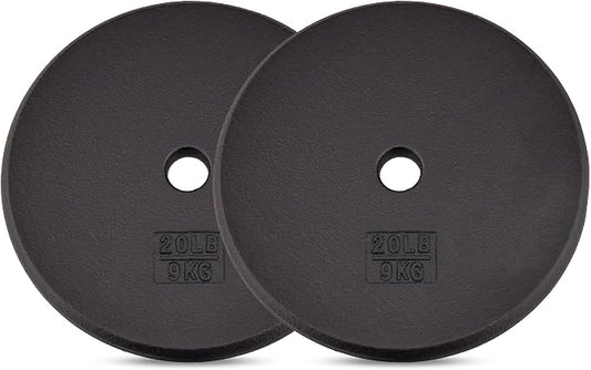 Yes4All Standard Weight Plates, 1-Inch Cast Iron Barbell Weights, Wide Range 5–50 LB, Ideal for Strength Training & Workout Routine, Available in Single, Pair & Set of 4