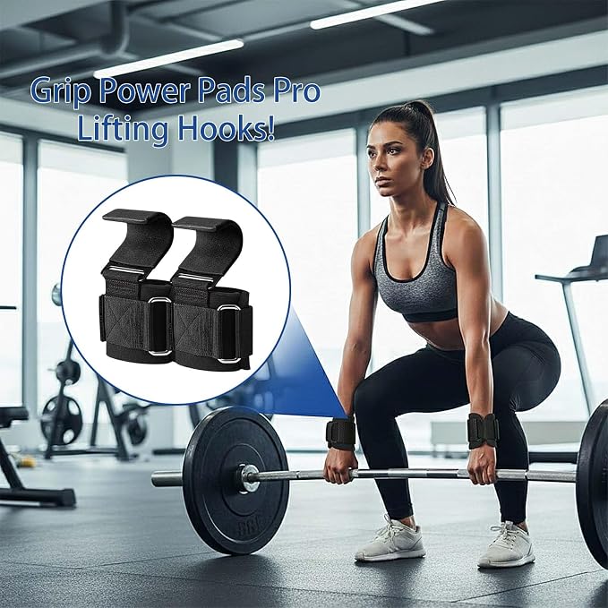 Weight Lifting Hooks (Pair) - Heavy Duty Lifting Wrist Straps, Hand Grip Support for Deadlifts, Pull Ups, Shrugs, Weightlifting Hooks Gym Gloves for Men and Women
