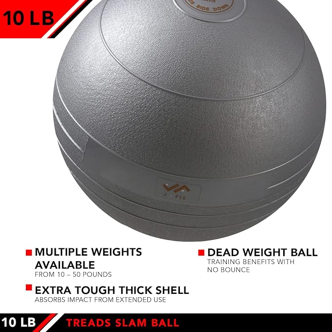 JFIT Slam Ball – Build Strength - Endurance & Power | Superior Grip | Sand-Filled Core | Indoor & Outdoor Use