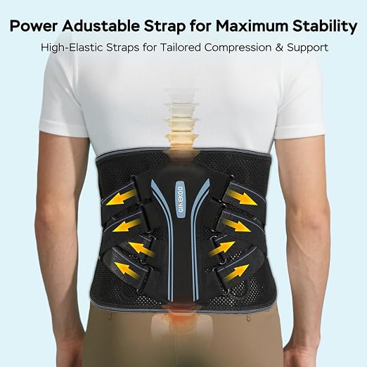 Back Brace for Lower Back Pain, Ergonomic Bionic Support with 3D-Knitted Fabric, Adjustable Lumbar Support Belt for Men & Women, Pain Relief for Sciatica, Herniated Discs, and Scoliosis, 3XL