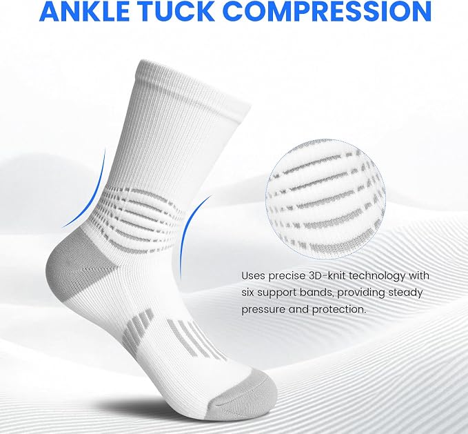 IRAMY Crew Compression Socks for Women Men with Ankle Arch Support Plantar Fasciitis Relief 3/6 Pairs