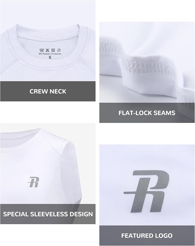 Runhit Boys Sleeveless Compression Shirt Kids Athletic Tank Tops Youth Quick Dry Undershirt for Football Basketball