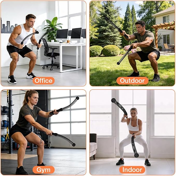 2PCS Ropeless Battle Ropes, Weighted Cordless Battle Ropes for Home Gym, Portable Silent Workout Rope Fitness Equipment for Full Body Toning, Low-Impact Workout, Strength & HIIT, Black