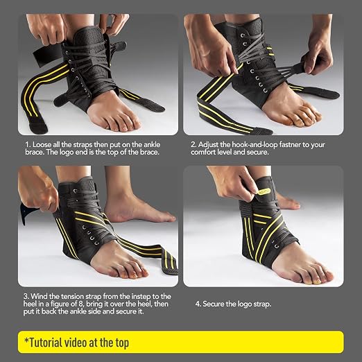 Ankle Brace for Women Men, Lace Up Foot Stabilizer for Sprained Ankle | 2 Removable Side Stabilizers, Quick Lace-Up, Figure 8 Support, Adujustable, Fit for Achilles Tendonitis, Injured Ankle