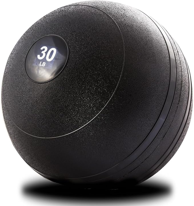 York Barbell 30LB Rubber Slam-Ball – Dead Weight with Textured Surface – Minimal Bounce Absorbs Impact – Pilates Yoga Strength Training Physical Therapy Cardio Exercises for Full Body Workout - Black