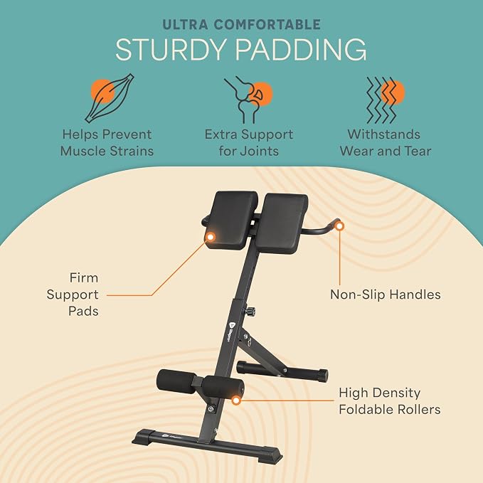 Lifepro SculptTrainer Roman Chair – 20+ Exercises, Foldable, 330 lb Cap | Hyperextension, hip thrusts, sit-ups & back extensions, 10 height positions, padded seat + dual rollers, alloy steel