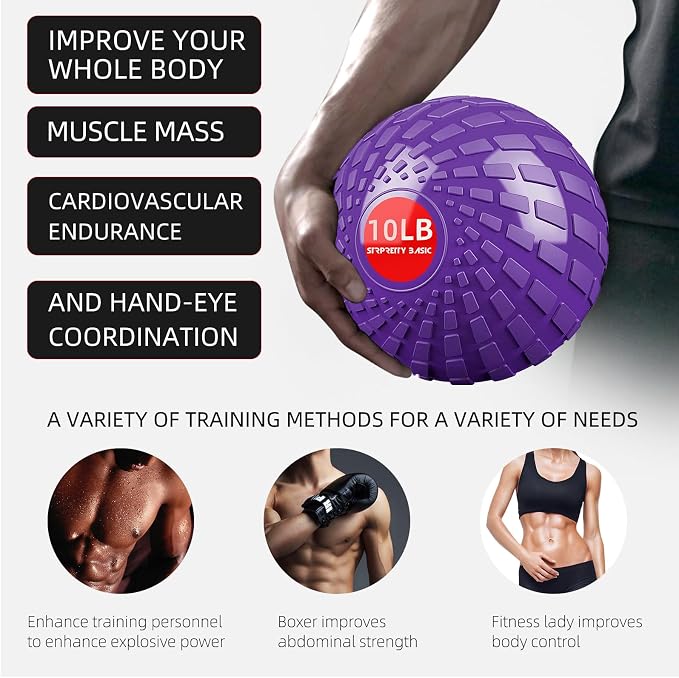 Medicine Ball 8, 10 lbs Slam Ball Weighted Balls for Exercise Strength and Crossfit Workout