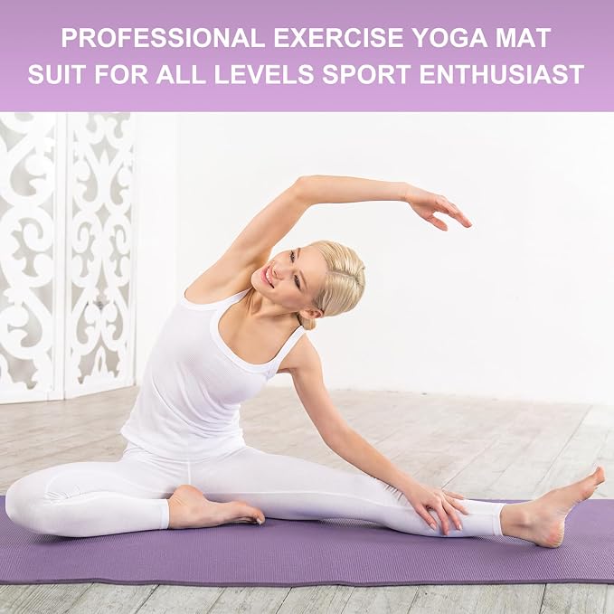 Funtery 3 mm Thin Yoga Mats Bulk, 68 x 24 Inches Lightweight PVC Exercise Mats Non Slip Workout Fitness Pads for Yoga Pilates Stretching Classes Gym Home Studio