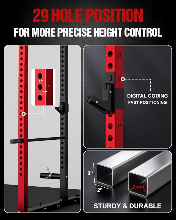 C1-V4 Power Cage, 2000LBS Squat Rack with LAT Pulldown, Multi-Function Weight Cage Strength Training Machine, Workout Cage with More Attachments for Home Gym Garage