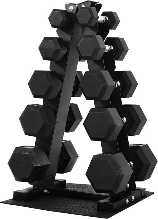 HulkFit 160-550LB Rubber Hex Dumbbell Set with Storage Rack, Solid Cast Iron Dumbbells for Full Body, Anti-Slip Grip, Weights Dumbbells Set for Home Gym Training
