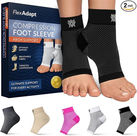 Compression Socks for Plantar Fasciitis & Achilles Tendonitis Relief – Pair of Ankle Compression Sleeves for Foot Swelling, Heel Spurs, Pain & Fatigue – Comfortable Arch Support Brace for Daily Use (Black, Small)