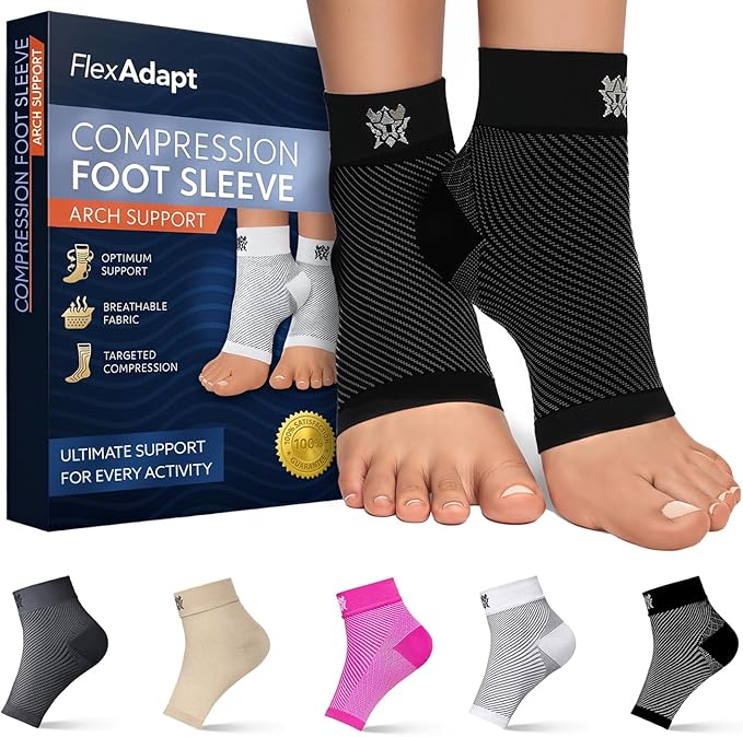 Compression Socks for Plantar Fasciitis & Achilles Tendonitis Relief – Pair of Ankle Compression Sleeves for Foot Swelling, Heel Spurs, Pain & Fatigue – Comfortable Arch Support Brace for Daily Use (Black, X-Large)
