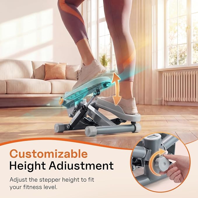 YYJO Steppers for Exercise at Home, Mini Stepper with Resistance Bands Quiet Portable Stair Stepper for Buttocks Lifting and Body Shaping