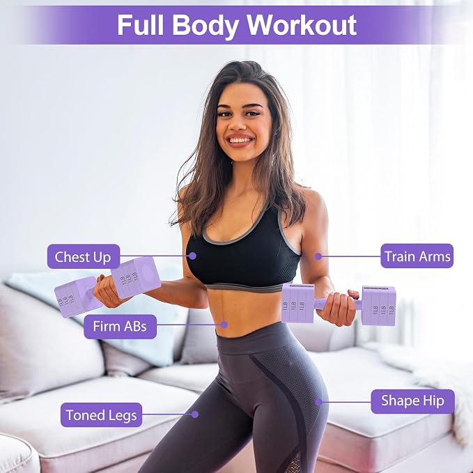 Hezeyferg Adjustable Dumbbells Set for Women/Men Home Gym | 18LBS 22LBS Adjustable Weight Dumbbells, Hand Weights Sets with Mutilple Levels, Full Body Workout