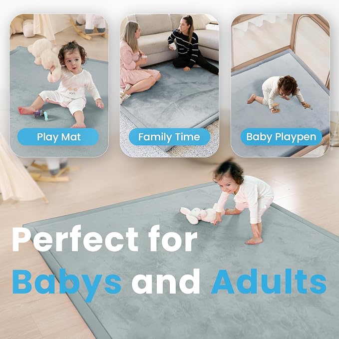 1.3" Thick Baby Play Mat for Floor,50x74 Padded Playpen Mat, Non-Slip | Ultra Soft Playmat for Baby,Tummy Time Foam Mats,Cushioned for Infant,Kids and Toddler Crawling,Easy Care