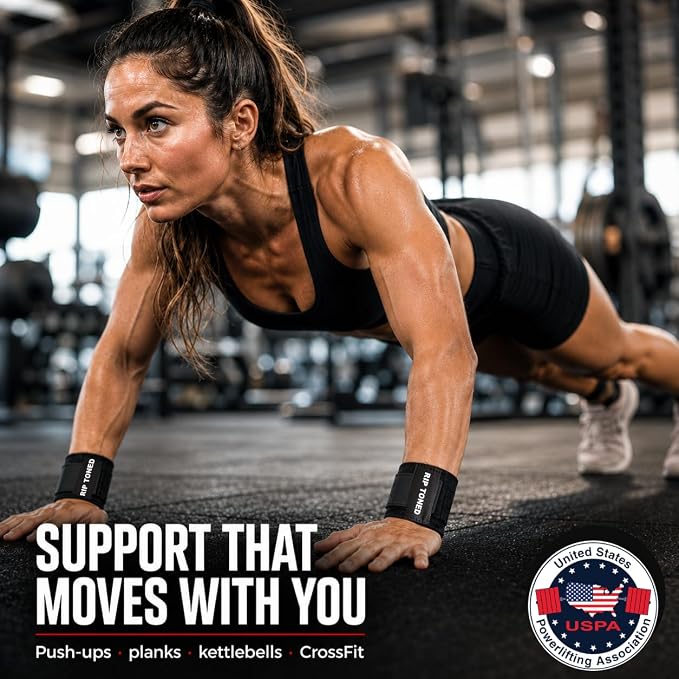Rip Toned Wrist Wraps for Weightlifting – USPA & USAPL Approved – Stiff or Flex – 18" Gym Wrist Straps with Thumb Loop – Maximum Support for Men & Women