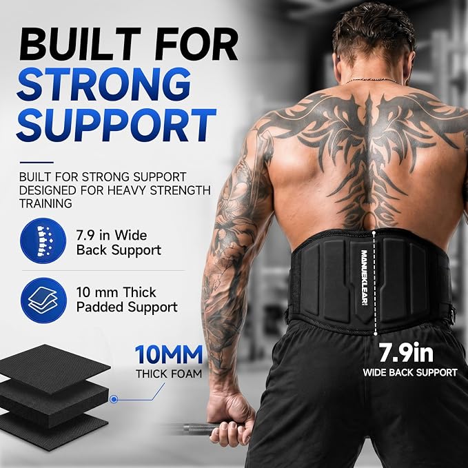 MANUEKLEAR 4-in-1 Weight Lifting Belts for Back Support, Dip Belt with 38.5 IN Rope for Weightlifting Pull Up, Weight Belt for Men Women