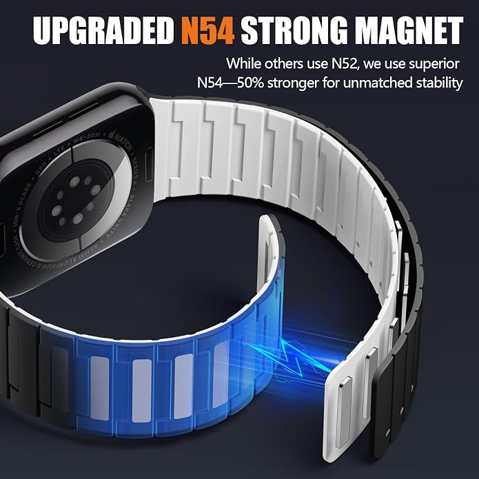 SNBLK Magnetic Watchband Compatible with Apple Watch for Men 44mm 45mm 46mm 49mm 42mm 41mm 40mm 38mm Women, Silicone Sport Strong Magnet Strap for iWatch Series 11 Ultra 3 Ultra 2 Se 10 9 8 7 6 5 4 1