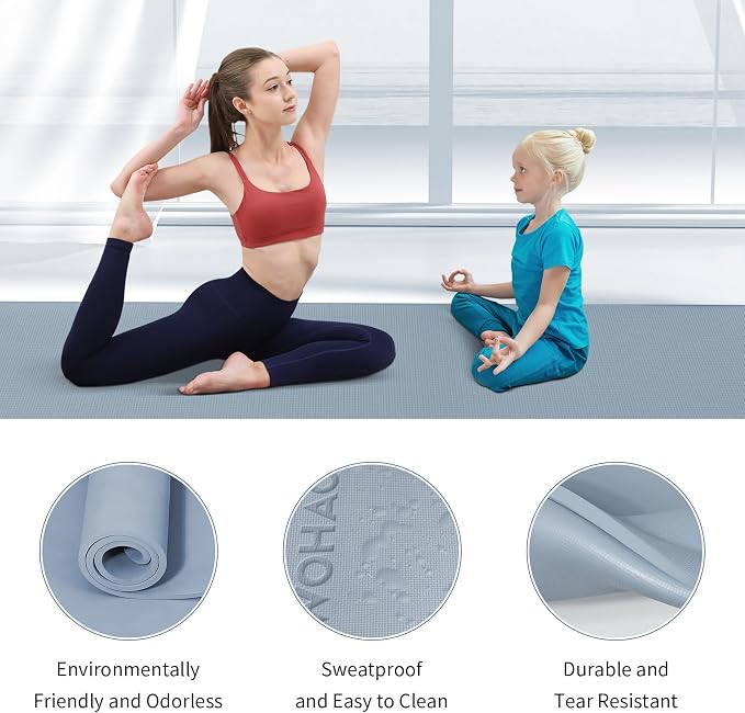 Extra Wide & Thick 8mm Yoga Mat, 72"x31.5" | Large Non Slip Exercise Mat, Premium POE Material, Superior Cushioning & Stability, With Strap for Home Gym, Pilates