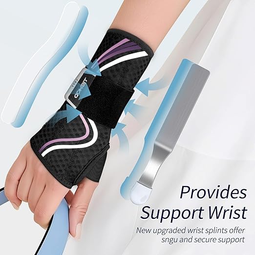Wrist Brace for Carpal Tunnel,Night Wrist Support Pain Relief Wrist Splint for Arthritis Tendonitis Sprains Hand Brace for Work Fit for Women and Men(Right,L-XL)