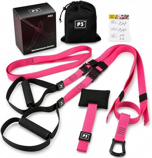Home Resistance Training Kit with Handles & Door Anchor, Suspension Trainer System for Full Body Workout, Adjustable Bodyweight Resistance Bands for Home Gym, Strength Training & Core Fitness