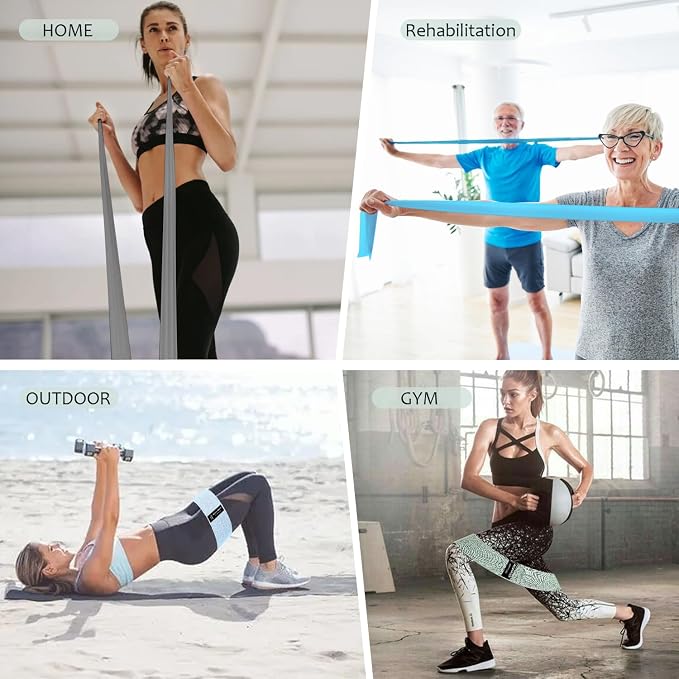 HIMESPORNER Wide Fabric Resistance Bands for Working Out 3 Level | Non-Slip Exercise Booty Bands for Women Men Leg Glutes with Hair Ties and Tape Measure - for Home Gym Workout, Yoga, Pilates