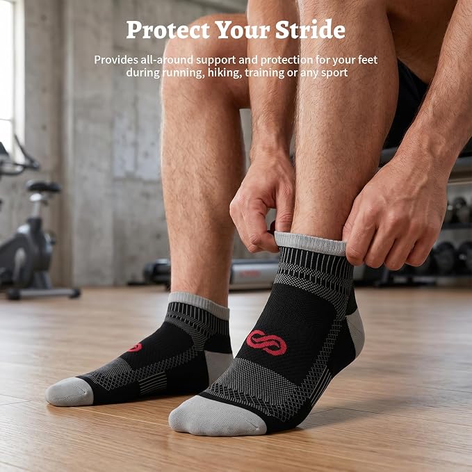 Compression Socks for Men Women Ankle Running Socks for Plantar Fasciitis | Low Cut Athletic Ankle Socks with Ankle & Arch Support for Running, Cycling, Golf, Work, Plantar Fasciitis Relief