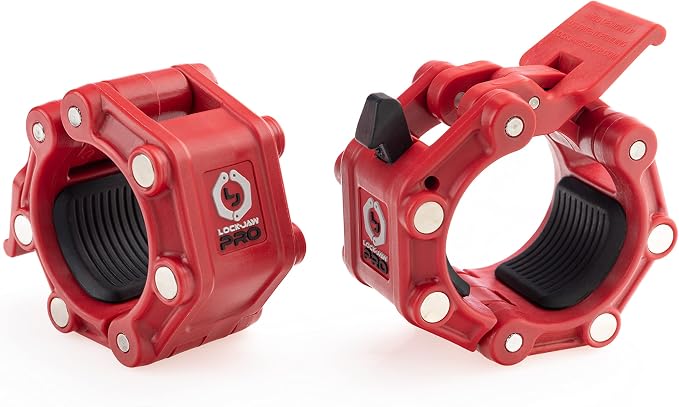 Lock-Jaw PRO 2 Barbell Collars with Magnets Barbell Clamps - 1 Pair Heavy Duty Bar Clamps for 2” & 50mm Olympic Bars – Secure Weight Bar Clamps for Strength Training & Home Gym Accessories