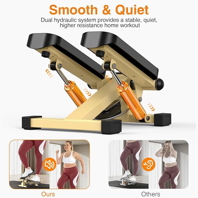 HCOIW Steppers for Exercise at Home - Stair Stepper with Resistance Band, Mini Stepper with 300lb Weight Capacity,