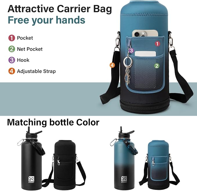 DYSANKY Insulated Water Bottle with Portable Carrier Bag for Outdoor 87 oz