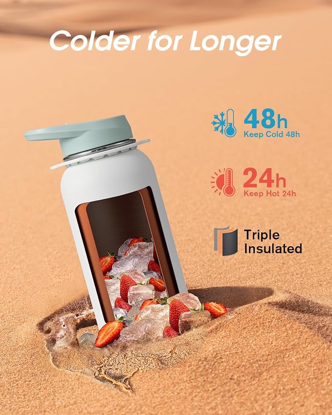 Coolflask 40 oz Water Bottle Insulated Stainless Steel with Strap | Metal Water Flask with Straw & Spout Lids, Triple-Wall, Cold 48+h, Dishwasher Safe, Leakproof, BPA-Free, for Gym & Hiking