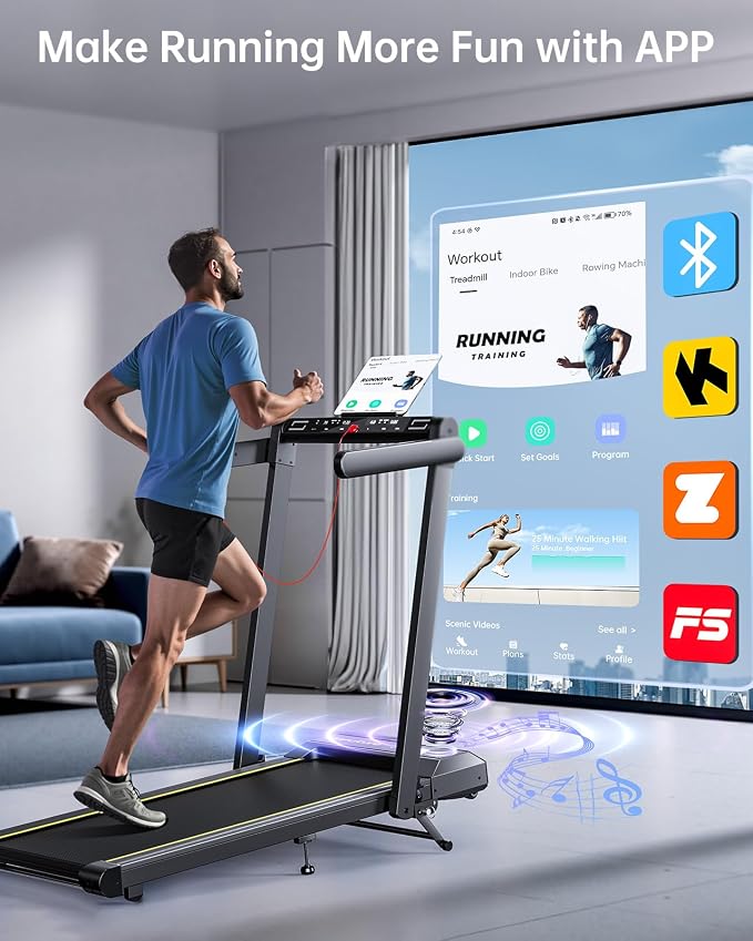 TOPUTURE Walking Pad Treadmill with 12% Incline, 4 in 1 Foldable Treadmill with Handle Bar for Home/Office, Under Desk Treadmills Portable Folding Walking Pad with App & Bluetooth Speaker, 0.6-10MPH