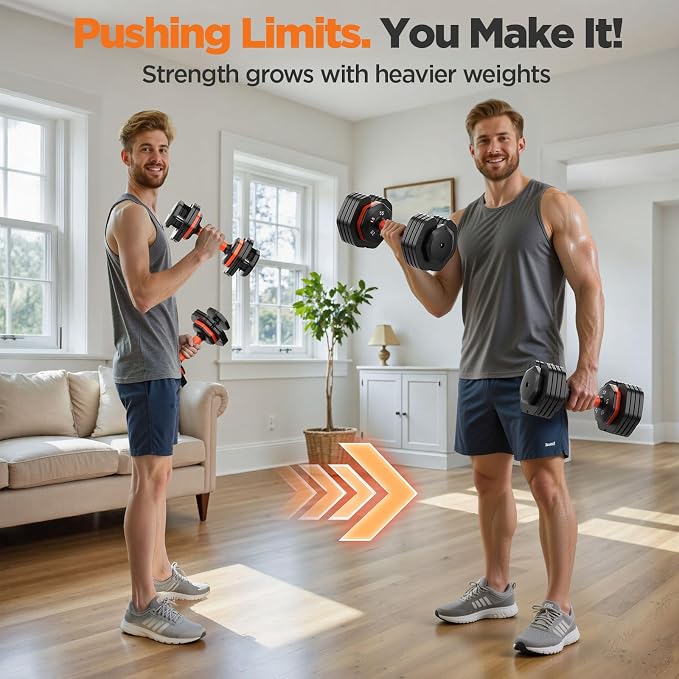 2026 FDB2 Updated Adjustable Dumbbell Set of 2, 5-in-1/10-in-1 Weights Dumbbell Set with Storage Box, 25lbs/55lbs Adjustable Weights with Anti-slip Silicone Grip, Weight Set For Home Gym Suit both Men and Women