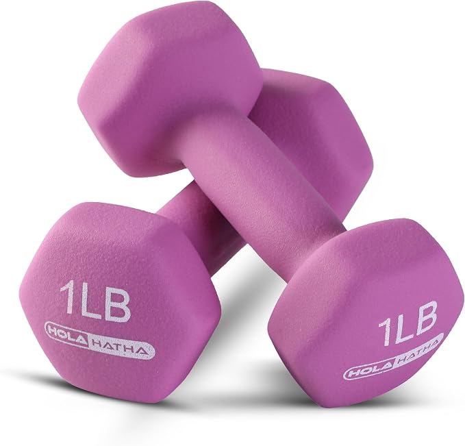 HolaHatha 1, 2 and 3 lb Neoprene Dumbbell Strength Training Weight Set with Rack
