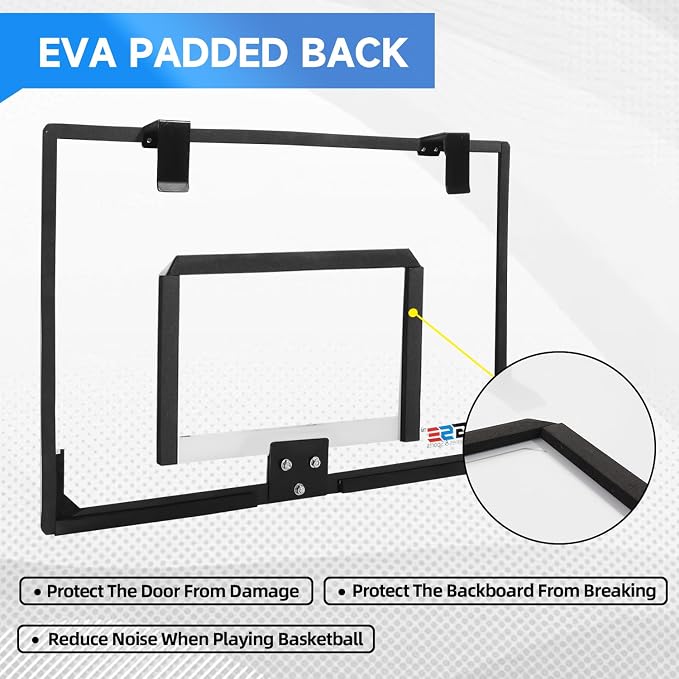 GSE Over-The-Door Basketball Hoop with Basketball & Pump, for Home & Office | Wall-Mounted Basketball Hoop Complete Accessories, Clear Impact-Resistant PC Backboard, PVC Basketball, Several Style Choice