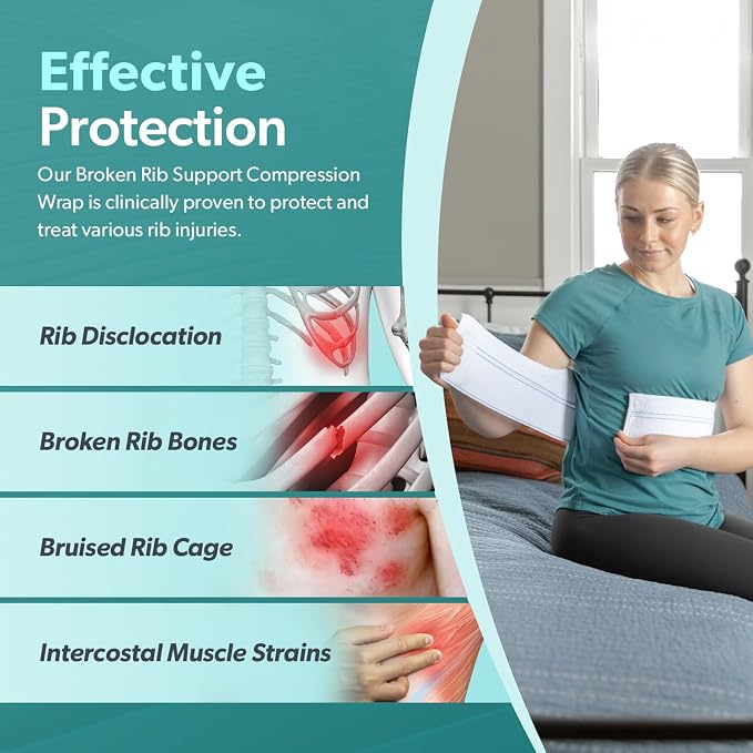 BraceAbility Plus Size Broken Rib Brace - Rib Protector Compression Wrap, Chest Support Belt for Bruised, Fractured, Dislocated Ribs, Costochondritis Relief, Sternum Brace for Men and Women (White)