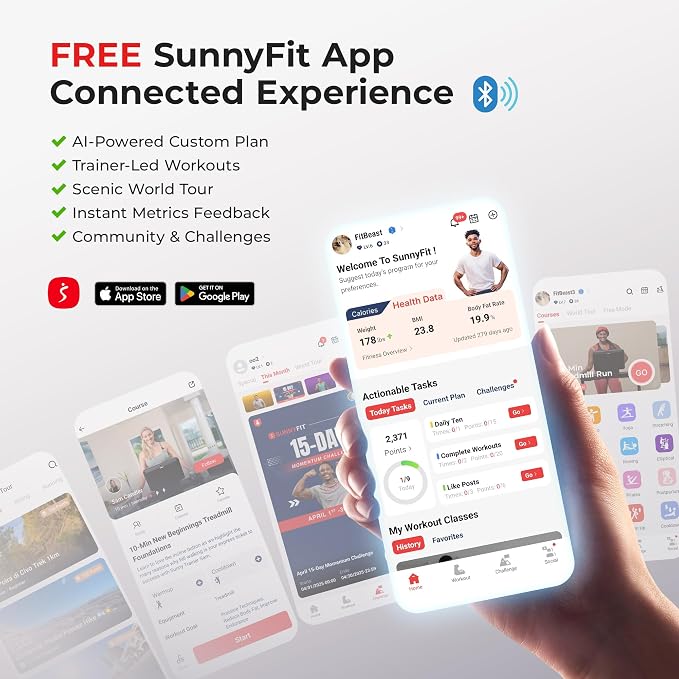 Sunny Health & Fitness Smart Power Stepper with Resistance Bands for Cardio
