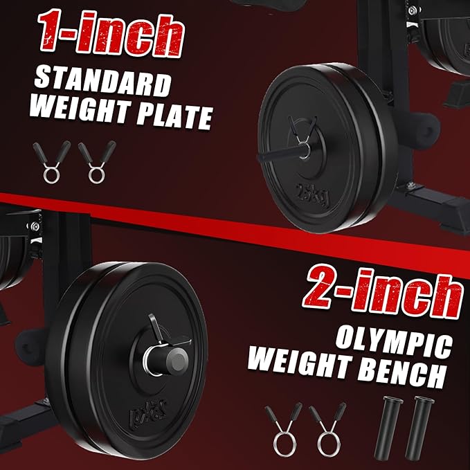 MAIDOMA Foldable 1500LBS Capacity 8 IN 1 Weight Bench Set with Leg Extension/Squat Rack/Preacher Curl, Adjustable Bench Press for Home Gym Full Body Workout (US Stock)