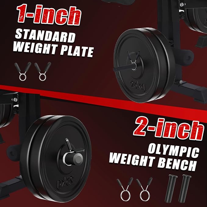 MAIDOMA Foldable Weight Bench with Rack - 8 IN 1 Bench Press Set, Leg Extension, Preacher Curl & Flat/Incline/Decline Full Body Olympic Workout Bench for Home Gym(42"IN WIDE GRIP)