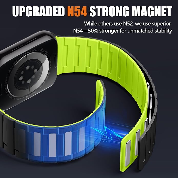 SNBLK Magnetic Watchband Compatible with Apple Watch for Men 44mm 45mm 46mm 49mm 42mm 41mm 40mm 38mm Women, Silicone Sport Strong Magnet Strap for iWatch Series 11 Ultra 3 Ultra 2 Se 10 9 8 7 6 5 4 1